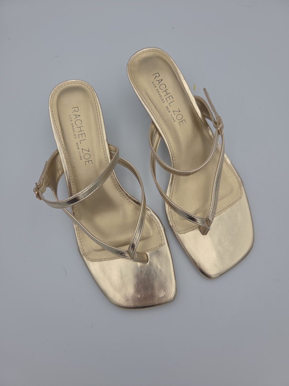 Rachel Zoe Metallic Gold Strappy Square-Toe Sandals Size 9